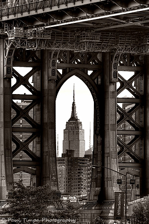 Empire State Building through Manhattan Bridge